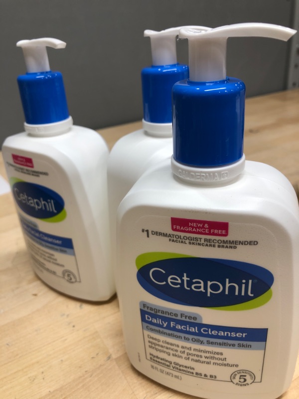 Photo 2 of * 3 BOTTLES* Cetaphil Face Wash, Daily Facial Cleanser for Sensitive, Combination to Oily Skin, NEW 16 oz, Fragrance Free,Gentle Foaming, Soap Free, Hypoallergenic NEW 16oz