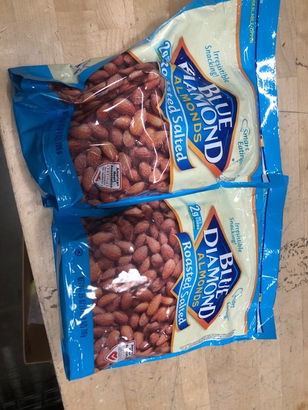 Photo 1 of * Set of 2* Dated dec 2023* Blue Diamond Almonds Roasted Salted Snack Nuts, 25 Oz Resealable Bag (Pack of 2)