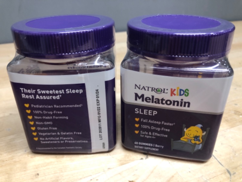 Photo 2 of **Set of 2* Kids Melatonin Sleep Support Gummies Berry exp date 01/2024