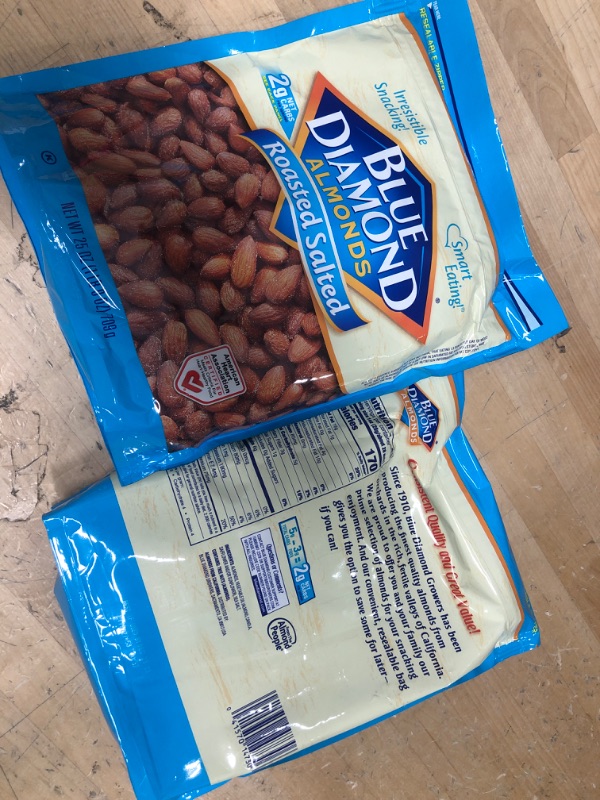 Photo 2 of **SET OF 2* EXP DATE DEC 2023 Blue Diamond Almonds Roasted Salted Snack Nuts, 25 Oz Resealable Bag (Pack of 1)