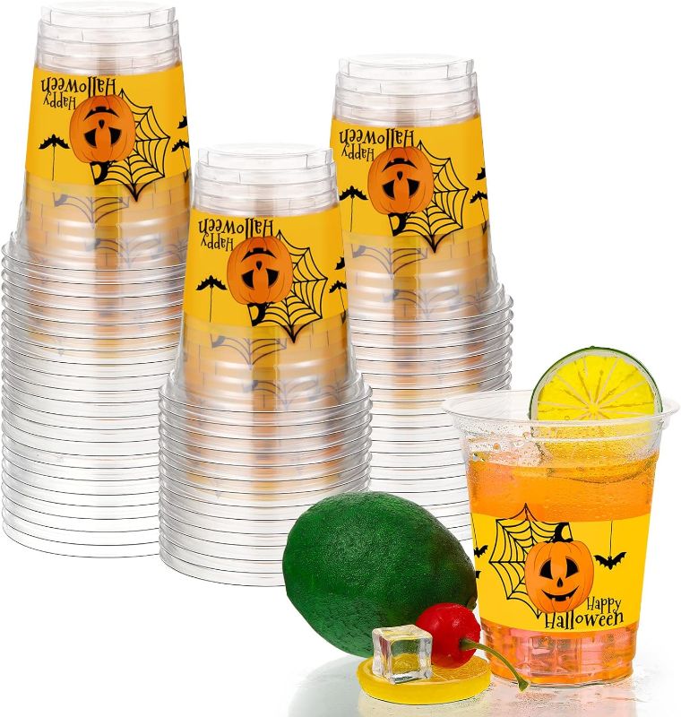 Photo 1 of * SET OF 2* CHENGU 12 Oz Halloween Party Cups Orange Plastic Pumpkin Party Favor Cups Printed Party Cups Reusable Halloween Cup Disposable Cups for Kids Adults (36 Pieces)
