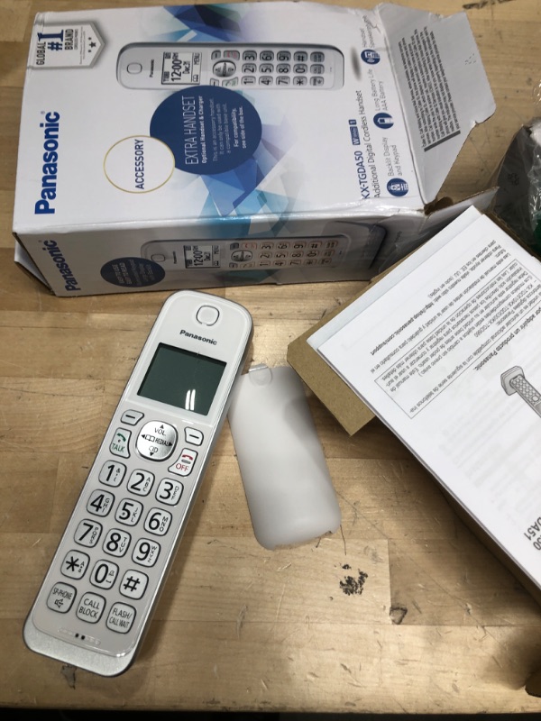 Photo 2 of PANASONIC Additional Cordless Phone Handset for use with KX-TGD53x Series Cordless Phone Systems - KX-TGDA50W1 (White)