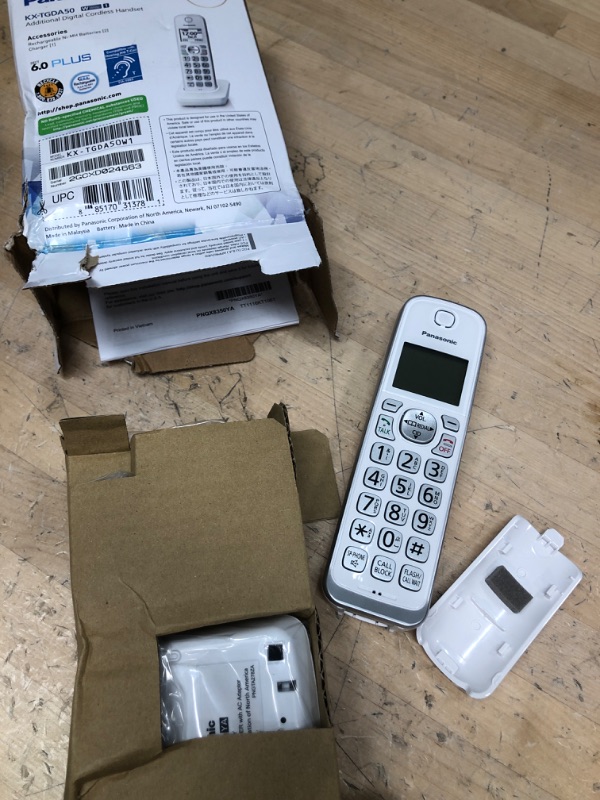 Photo 2 of PANASONIC Additional Cordless Phone Handset for use with KX-TGD53x Series Cordless Phone Systems - KX-TGDA50W1 (White)