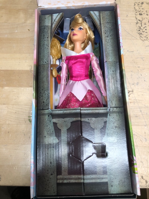 Photo 2 of Disney Store Official Princess Aurora Classic Doll for Kids, Sleeping Beauty, 11½ Inches, Includes Brush with Molded Details, Fully Posable Toy in Glittering Outfit - Suitable for Ages 3+ Toy Figure