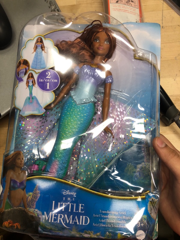 Photo 2 of Mattel Disney The Little Mermaid Transforming Ariel Fashion Doll, Switch from Human to Mermaid, Toys Inspired by the Movie