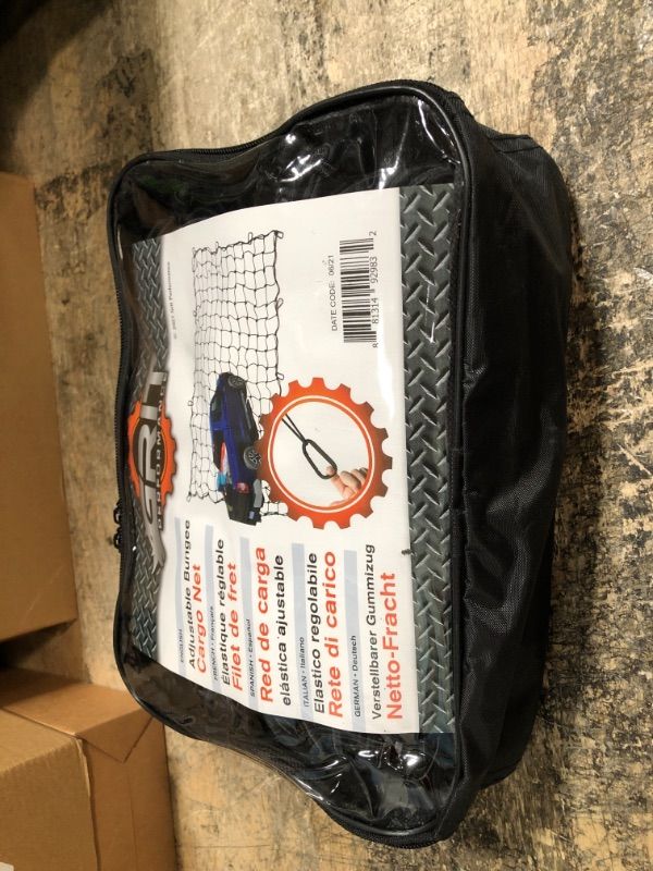 Photo 1 of Grit Performance Cargo Net for Pickup Truck Bed - 4 x 6 Foot, Heavy-Duty, Mesh Square Bungee Netting with 12 Black Clips and Storage Bag - Holds Small and Large Loads 4' x 6' Black Clips