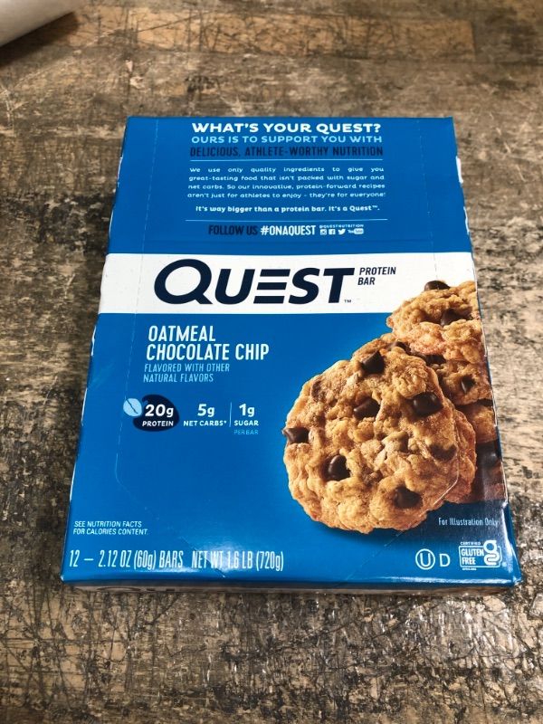 Photo 2 of *2/9/2024* Quest Nutrition Oatmeal Chocolate Chip Protein Bar, High Protein, Low Carb, Gluten Free, Keto Friendly, 12 Count 12 Count S'mores