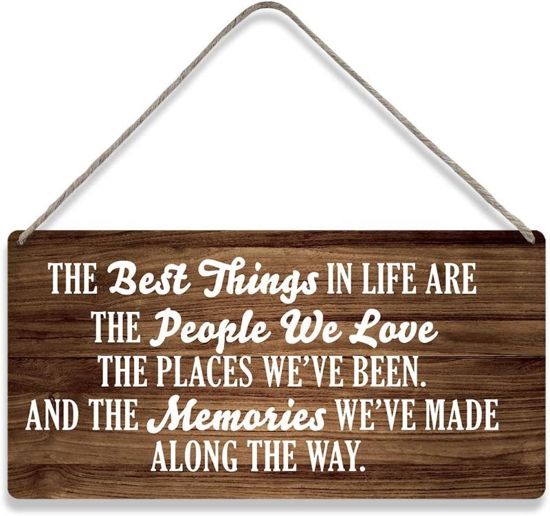 Photo 1 of (2PK BUNDLE) Country Style Wall Decor Positive Inspirational The Best Things in Life Are Wooden Signs Rustic Hanging Wall Plaque Sign Home Decor Present