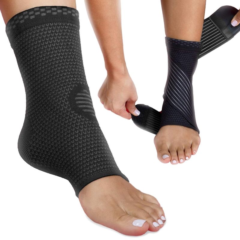 Photo 1 of (2PK) Modetro Sports Ankle Brace for Plantar Fasciitis Relief, Tendonitis, and Achilles Tendon Support - Compression Foot Sleeve for Men and Women