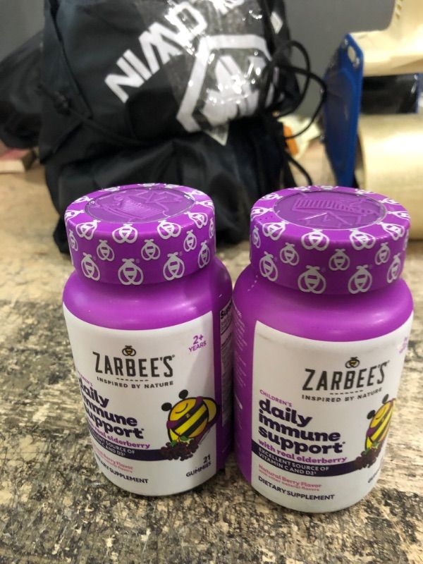 Photo 2 of 2 PACK Zarbee's Elderberry Gummies for Kids with Vitamin C, Zinc & Elderberry, Daily Childrens Immune Support Vitamins Gummy for Ages 2 and Up, Natural Berry Flavor, 21 Count Kids Gummies, 21ct