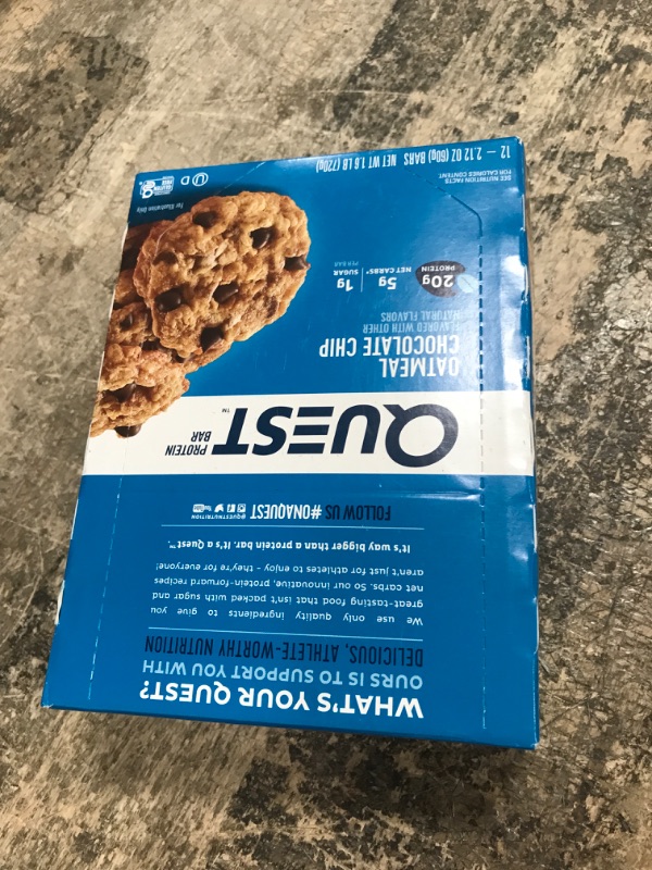 Photo 1 of *2/9/2024* Quest Nutrition Oatmeal Chocolate Chip Protein Bar, High Protein, Low Carb, Gluten Free, Keto Friendly, 12 Count 12 Count S'mores