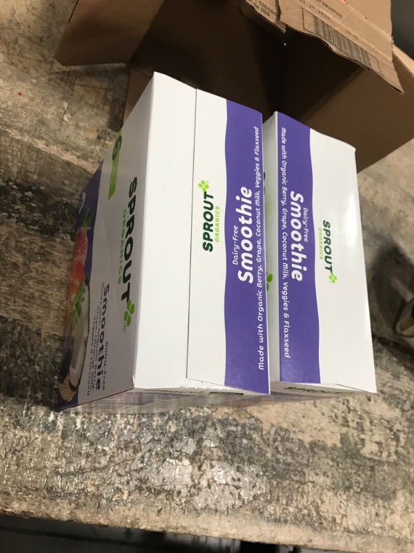 Photo 1 of *12/14/2023* 2 PACK Sprout Organic Toddler Smoothie, Dairy Free Berry Grape, 4 Ounce Pouch (Pack of 6)