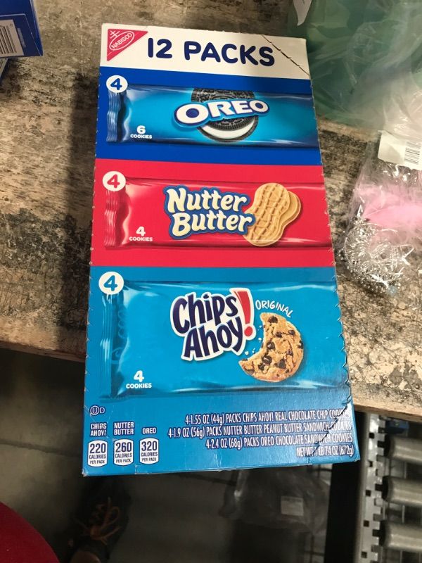 Photo 2 of Nabisco Cookie Variety Pack, OREO, Nutter Butter, CHIPS AHOY!, 12 Snack Packs ASSORTED 12 Count (Pack of 1)