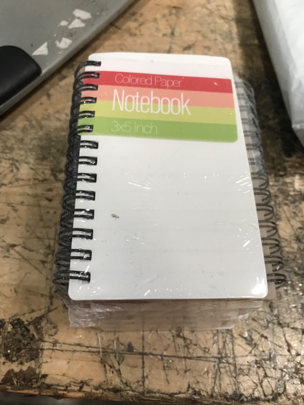 Photo 2 of 3x5" Memo Notebook - Colorful Pocket Spiral Notebook - 3x5 inch Bright Colored Lined Notebook Paper, Wide Ruled Pages, Perforated Notepad Memo Books, Durable Poly Cover - Journaling Notebook - 100 Sheets - 6 Pack - Melon