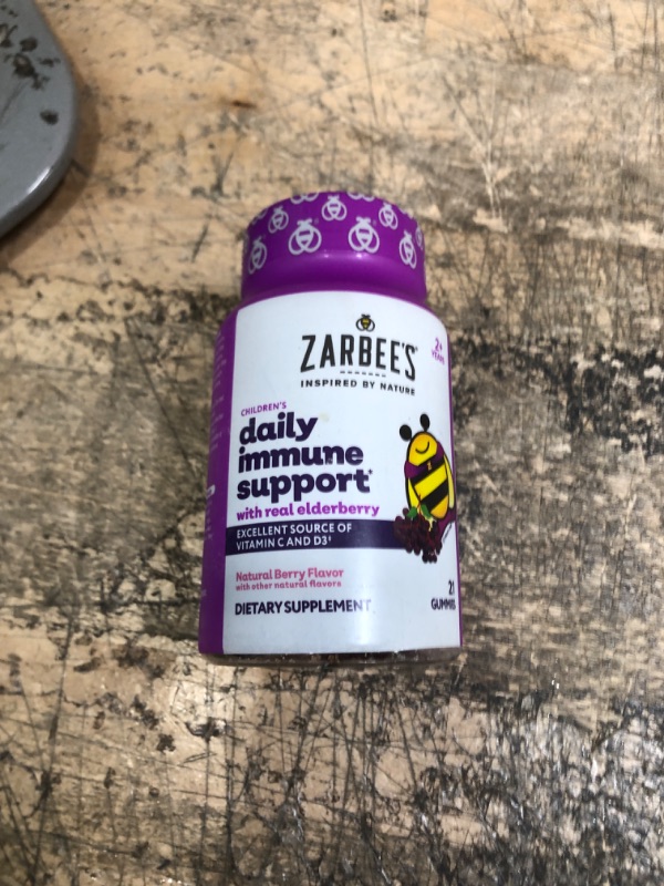 Photo 2 of *3/2024* Zarbee's Elderberry Gummies for Kids with Vitamin C, Zinc & Elderberry, Daily Childrens Immune Support Vitamins Gummy for Ages 2 and Up, Natural Berry Flavor, 21 Count Kids Gummies, 21ct