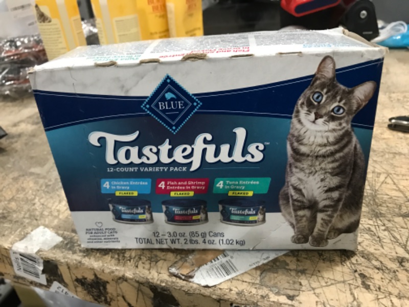 Photo 2 of **EXP DATE Jun 4,2025! Blue Buffalo Blue Tastefuls Cat Food, Flaked, Adult, 12-Count Variety Pack - 12 pack, 3.0 oz cans