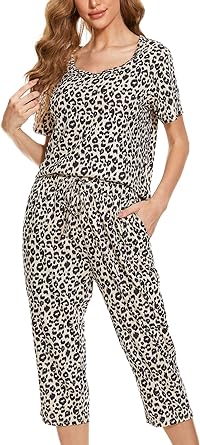 Photo 1 of MOYEE Womens Pajamas Set Sleepwear Casual Tops and Lounge Pants Soft Sleeping Pjs Set with Pockets size XL