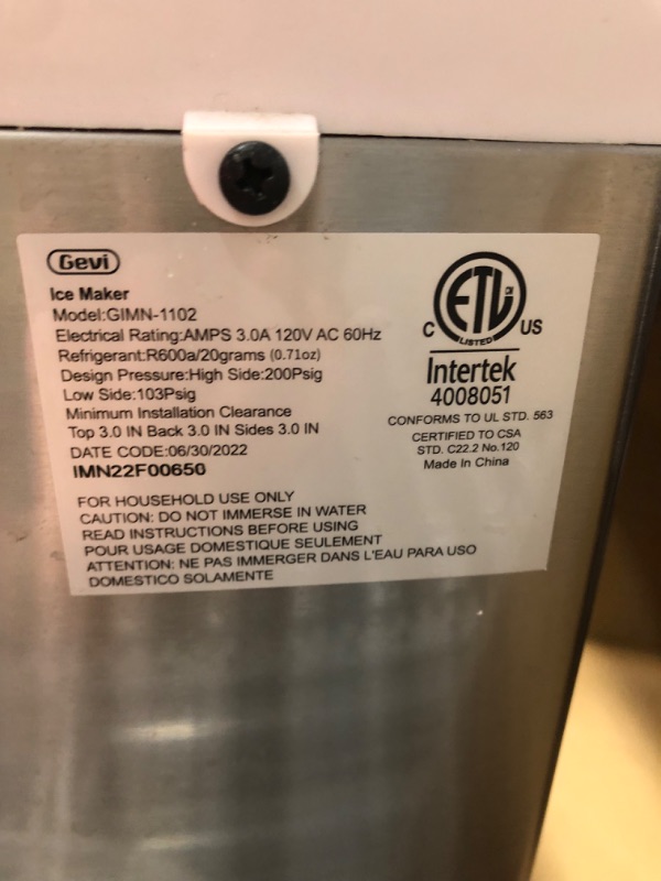 Photo 3 of ***SEE NOTES***Gevi Household V2.0 Countertop Nugget Ice Maker with Viewing Window | Self-Cleaning Pebble Ice Machine | Open and Pour Water Refill | Stainless Steel Housing | 16.9''H Fits Under Wall
