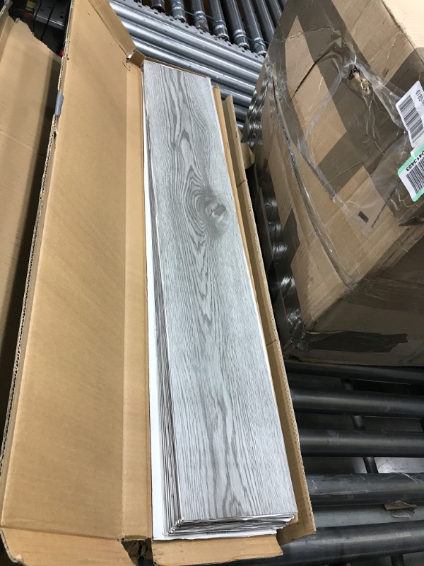 Photo 2 of 2 Boxes**LUCiDA SURFACES Luxury Vinyl Flooring Tiles | Peel and Stick Floor Tile for DIY Installation | 12 Wood Look Planks | Greyscale | BaseCore | 18 Sq. Feet Box of 12 Planks Greyscale 12