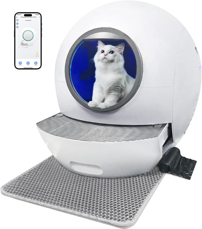 Photo 1 of 
KungFuPet Self-Cleaning Cat Litter Box, Automatic Cat Litter Box for Multi Cats, Extra Large Smart Litter Box with Mat & Liner, APP Control/Safety...
Color:Grey