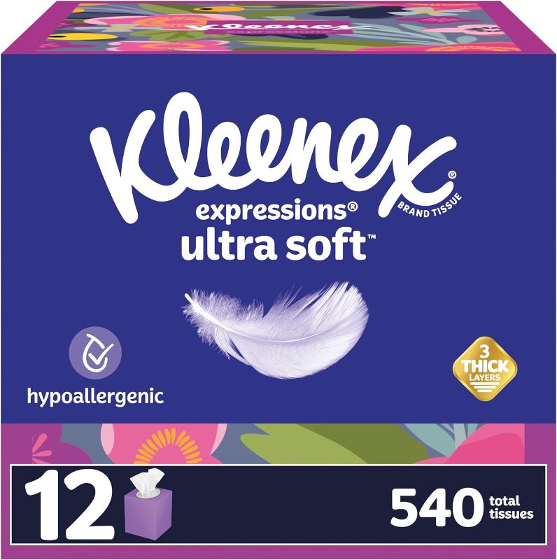 Photo 1 of * damaged boxes * 8 boxes total * 
Kleenex Expressions Ultra Soft Facial Tissues
