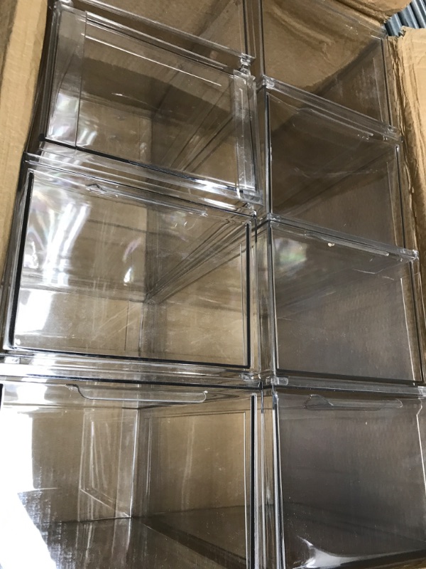 Photo 1 of mDesign Plastic Stackable Bathroom Storage Organizer Bin with Pull Out Drawer for Cabinet, Vanity, Shelf, Cupboard, Cabinet, or Closet Organization - Lumiere Collection - 8 Pack - Clear 8 8 x 12 x 6