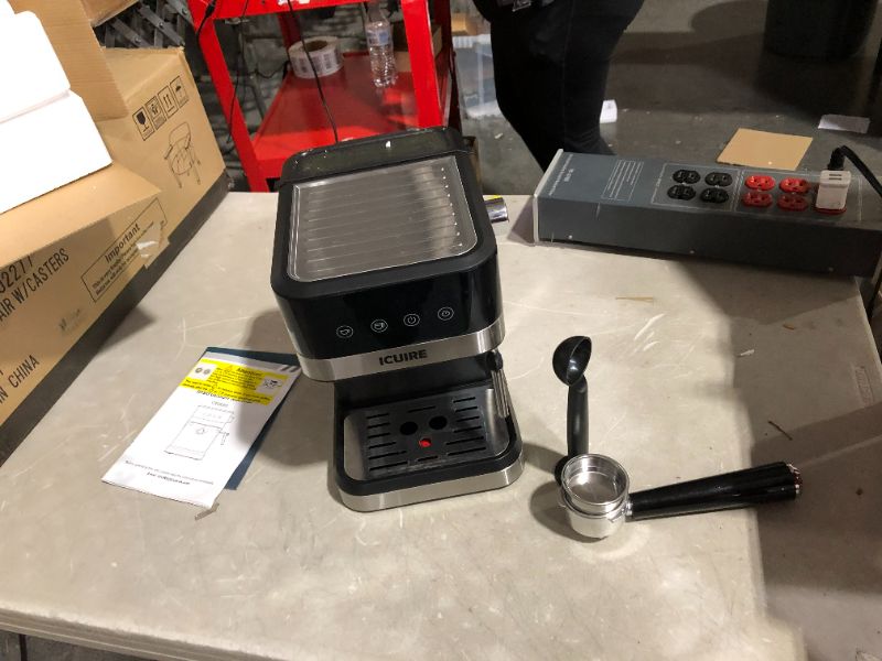 Photo 2 of ***USED - POWERS ON - LEAKS WATER***
ICUIRE Espresso Machine 20 Bar Pump, Coffee and Cappuccino Latte Machine with Milk Frother, 1050W