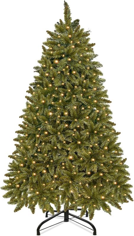 Photo 1 of [ 8 Modes & Very Thick ] 6 Ft Prelit Artificial Full Christmas Tree with 300 Warm White Lights, Realistic Feel 870 Branch Tips, Metal Stand, UL Plug Premium Hinged Xmas Tree Indoor Outdoor Home Decor
