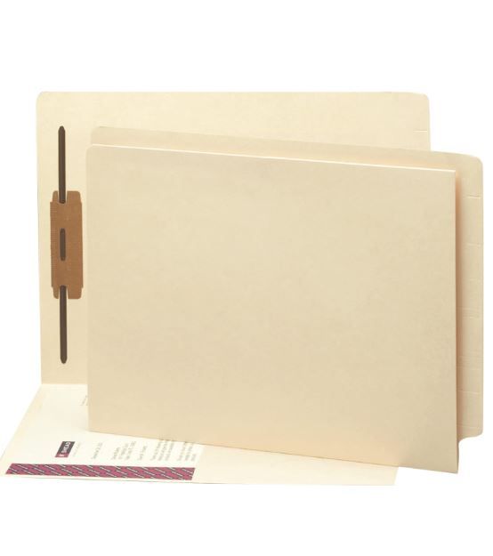 Photo 1 of **NOTES** Smead End Tab Pocket Folder with Fastener, Straight-Cut Tab, 1 Pocket, Letter Size, Manila, 50 per Box (34100)