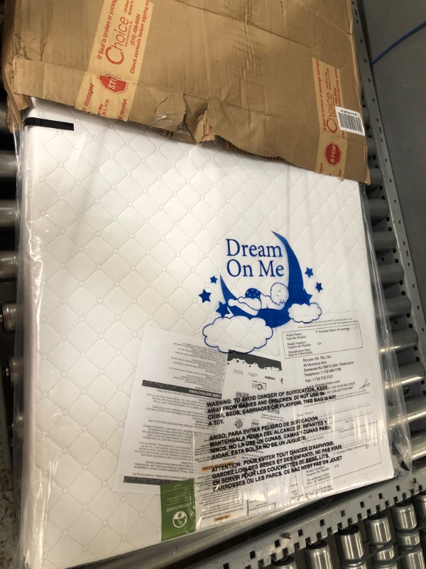 Photo 2 of Dream On Me Holly 3” Fiber Portable, Greenguard Gold Certified, Waterproof Vinyl Cover, Lightweight Mini Crib Mattress, White