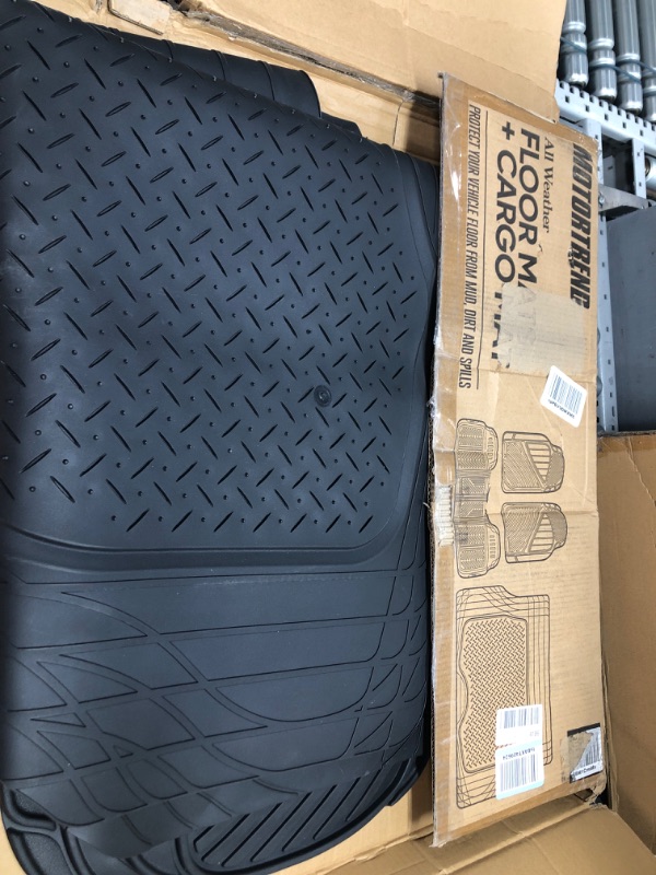 Photo 2 of Motor Trend FlexTough Performance All Weather Rubber Car Floor Mats with Cargo Liner (Black) & 923-BK Black FlexTough Contour Liners-Deep Dish Heavy Duty Rubber Floor Mats for Car SUV Truck & Van