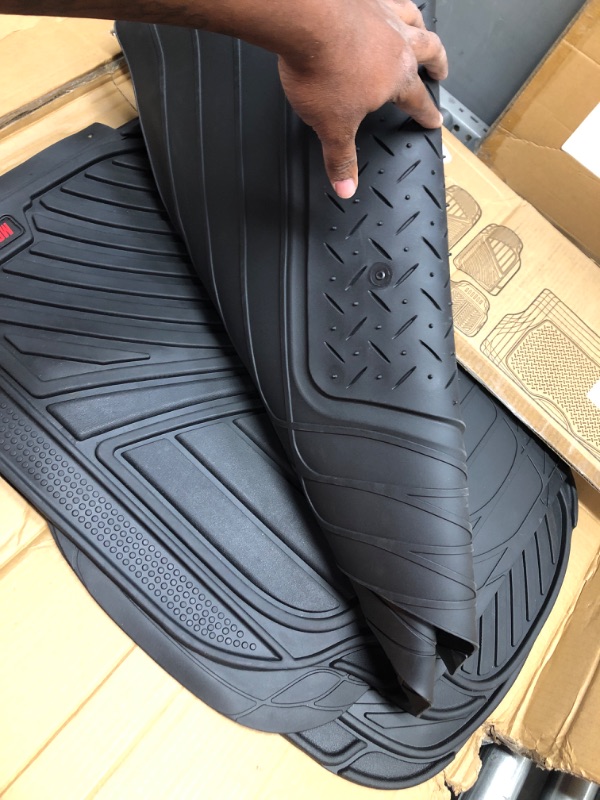 Photo 3 of Motor Trend FlexTough Performance All Weather Rubber Car Floor Mats with Cargo Liner (Black) & 923-BK Black FlexTough Contour Liners-Deep Dish Heavy Duty Rubber Floor Mats for Car SUV Truck & Van