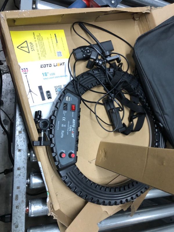Photo 3 of 18 inch LED Ring Light with Tripod Stand Dimmable Makeup Selfie Ring Light for Studio Portrait YouTube Vlog Video Shooting with Carrying Bag and Remote Controller