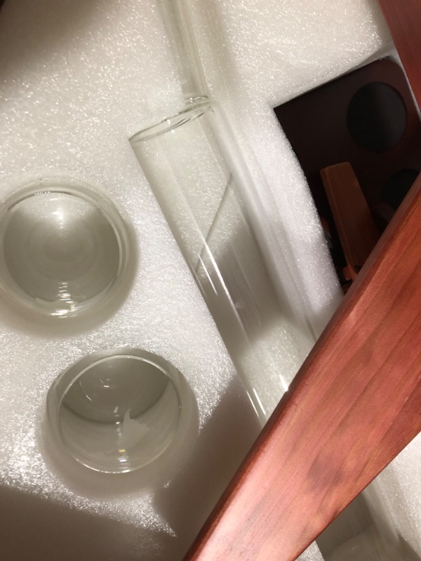 Photo 1 of *MINOR DAMAGE SEE PHOTOS*
Whiskey & Wine Decanter Airplane Set and Glasses Antique Wood Airplan 21"