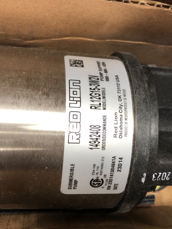 Photo 2 of **DAMAGE**Red Lion RL12G15-3W2V 4-inch Submersible Deep Well Pump, 1-1/2-HP, 12 GPM, 3-Wire, 230-Volt, Steel, 14942408 1.5 HP, 12 GPM