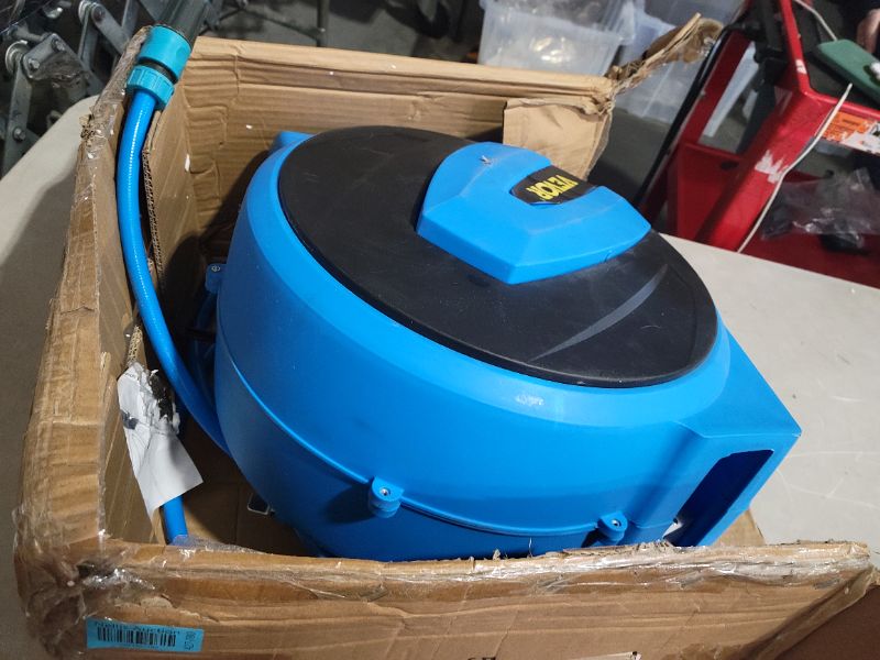 Photo 4 of **SEE NOTES**
VEVOR Retractable Hose Reel, 5/8 inch x 90 ft, Any Length Lock & Automatic Rewind Water Hose, Wall Mounted Garden Hose Reel w/ 180° Swivel Bracket and 7 Pattern Hose Nozzle, Blue