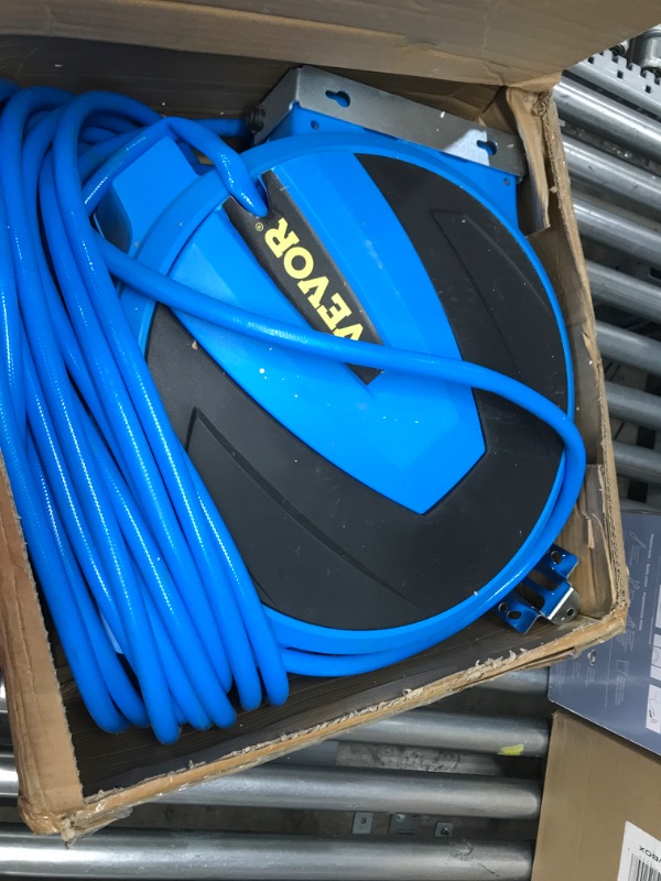 Photo 2 of **SEE NOTES**
VEVOR Retractable Hose Reel, 5/8 inch x 90 ft, Any Length Lock & Automatic Rewind Water Hose, Wall Mounted Garden Hose Reel w/ 180° Swivel Bracket and 7 Pattern Hose Nozzle, Blue