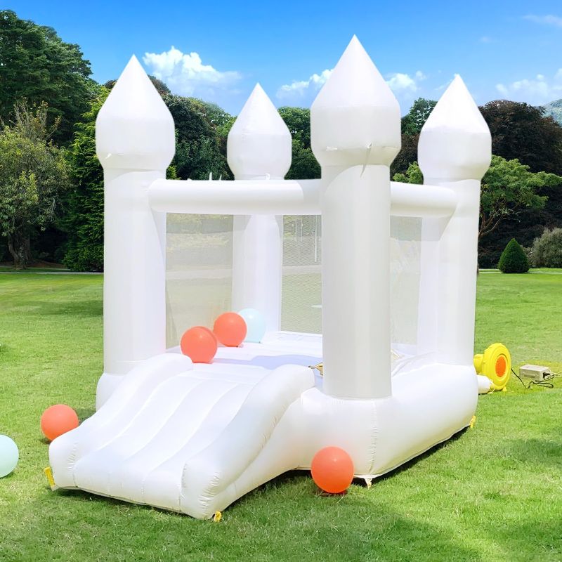 Photo 1 of 
Mini White Bounce House, 1-5Y Kids Bounce House with Slide Indoor Outdoor Inflatable White Bouncy House, with Blower, Storage Bag, Kids Birthday, Party,...
