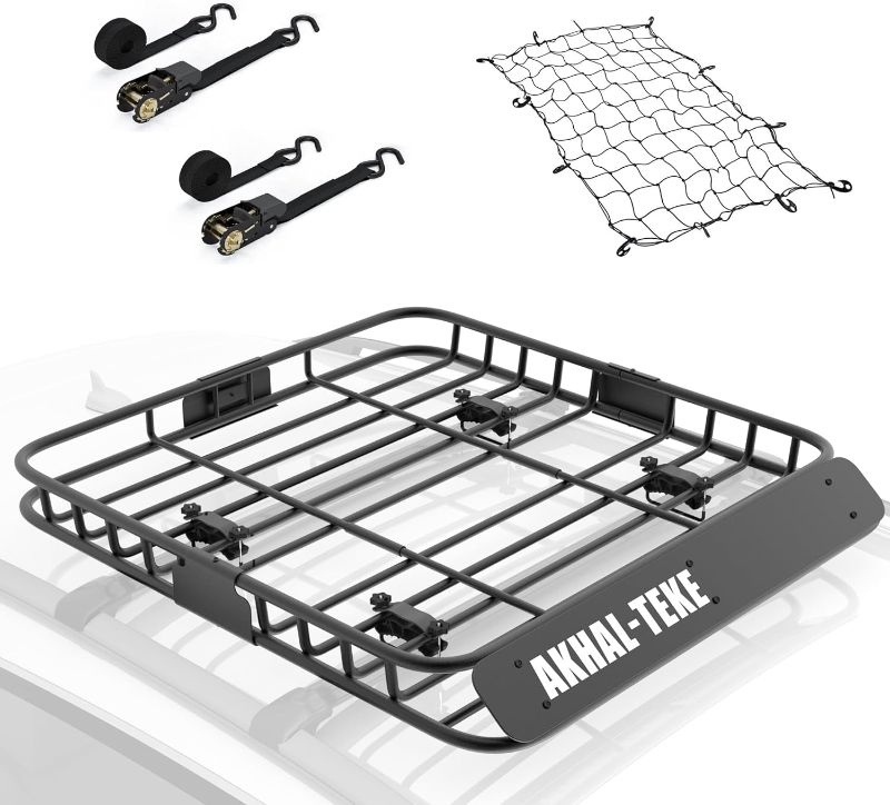 Photo 1 of 
AKHAL-TEKE Roof Rack Basket, Upgraded 43"x 39"x 4" Roof Rack Cargo Carrier with 3' X 4' Super Duty Bungee Cargo Net, 2 pcs Ratchet Strap...
Color:43" Cargo Basket + Net