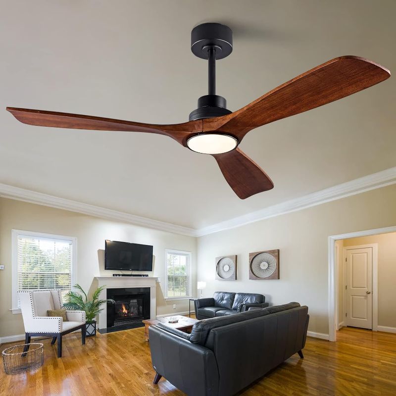 Photo 1 of 
QUTWOB 36" Wood Ceiling Fan with Lights Remote Control,Quiet DC Motor 3 Blade Ceiling Fans for Patio Living Room, Bedroom, Office,Indoor...
Color:Black body+Dark Walnut

