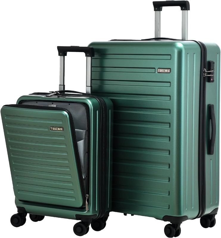 Photo 1 of 
TydeCkare 2pcs 20/24" Luggage Set Lightweight HardShell, 20" Carry On 21.65 * 15.35 * 7.87" Cabin Suitcase with Front Pocket, 24"...
Color:Dark Green
Size:2-piece set(20/24)