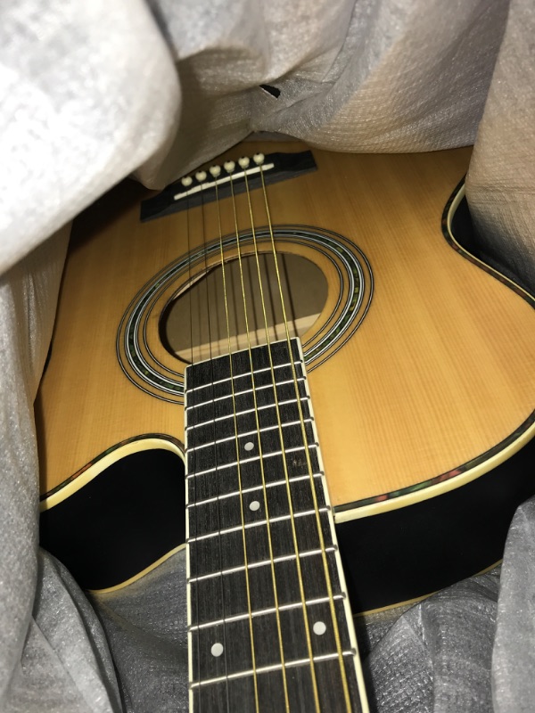 Photo 2 of Acoustic Electric Cutaway Guitar 3/4 Scale 36” Steel String Spruce Wood w/Gig Bag, 4-Band EQ, Clip On and Onboard Tuner, Picks, Shoulder Strap for Beginners and Students 36"