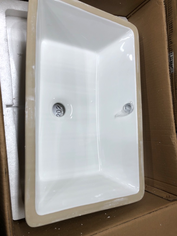 Photo 2 of 20.9 Inch Rectrangle Undermount Vitreous Ceramic Lavatory Vanity Bathroom Sink Pure White