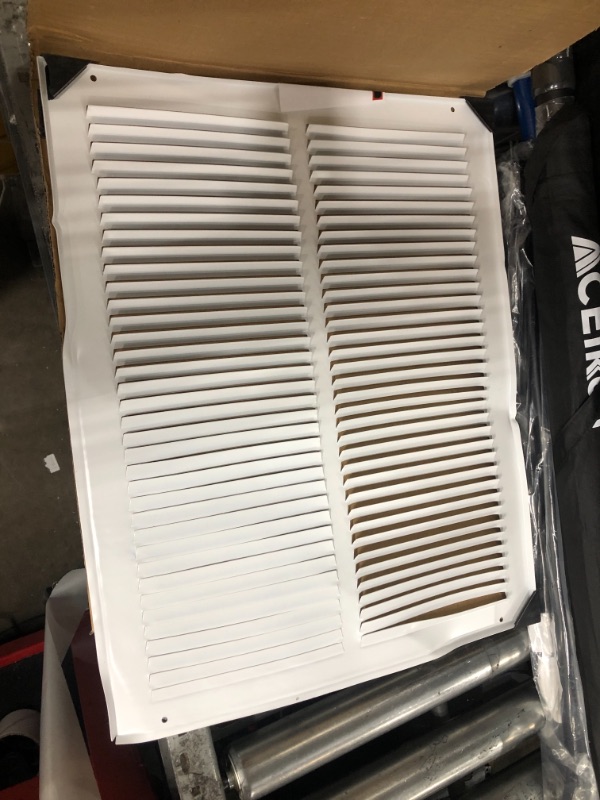 Photo 2 of 14" X 18" Steel Return Air Filter Grille for 1" Filter - Easy Plastic Tabs for Removable Face/Door - HVAC DUCT COVER - Flat Stamped Face -White [Outer Dimensions: 15.75w X 19.75h] White 14 X 18