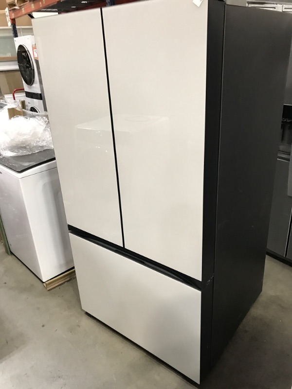 Photo 2 of Samsung Bespoke 30.1-cu ft Smart French Door Refrigerator with Dual Ice Maker and Door within Door (White Glass- All Panels) ENERGY STAR
