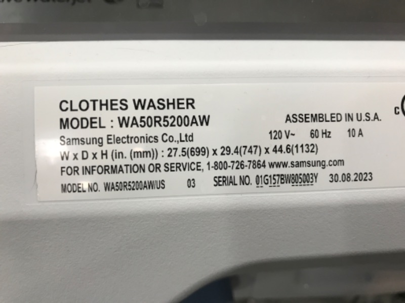 Photo 5 of Samsung 5-cu ft High Efficiency Impeller Top-Load Washer (White) ENERGY STAR
