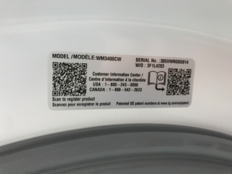 Photo 5 of LG 4.5-cu ft High Efficiency Stackable Front-Load Washer (White) ENERGY STAR
