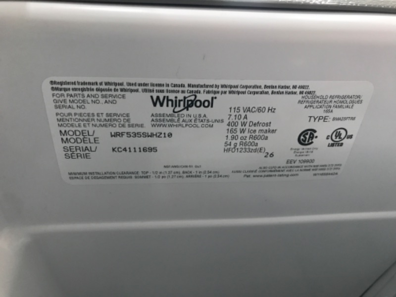 Photo 10 of Whirlpool 25.2-cu ft French Door Refrigerator with Ice Maker (Fingerprint Resistant Stainless Steel) ENERGY STAR
