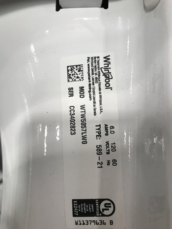 Photo 6 of Whirlpool 2 in 1 Removable Agitator 4.7-cu ft High Efficiency Impeller and Agitator Top-Load Washer (White)
