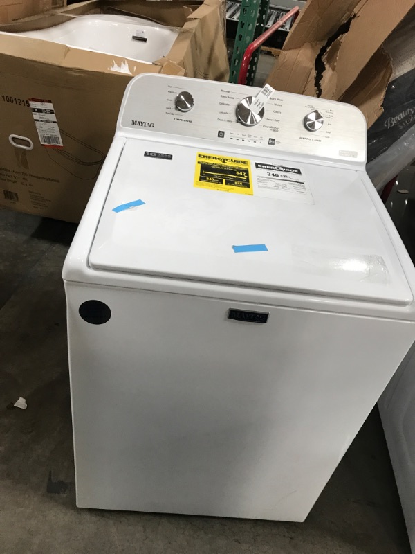 Photo 2 of Maytag 4.5-cu ft High Efficiency Agitator Top-Load Washer (White)
